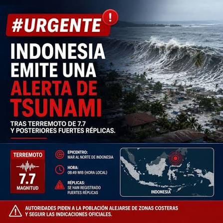 Terremoto de magnitud 7,7 causa daños y activa alerta de tsunami en Indonesia Terremoto de magnitud 7,7 causa daños y activa alerta de tsunami en Indonesia